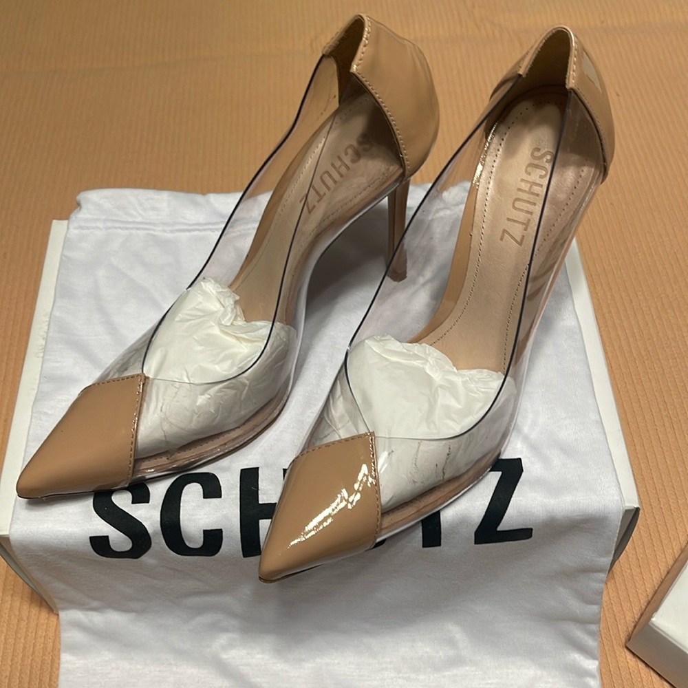 Schutz Cendi Pointed Toe Clear Pump Womens size 7